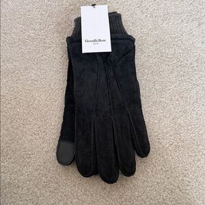 Goodfellow & Co Black Suede Touchscreen Knit Cuff Gloves